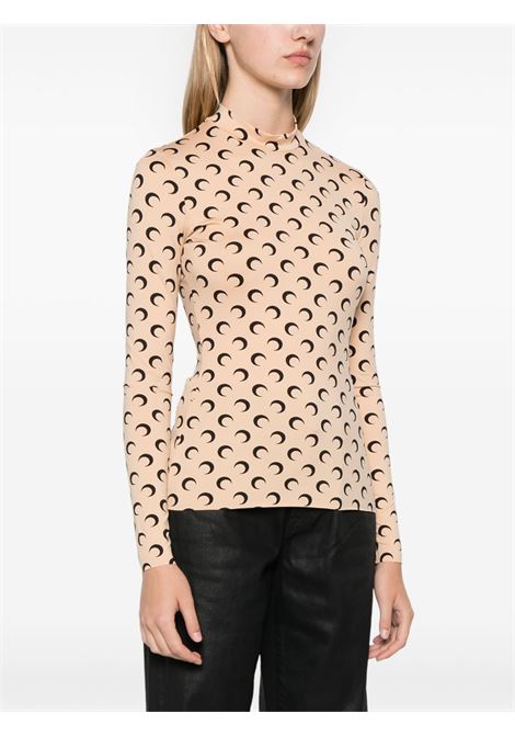 moon jersey highneck top woman beige MARINE SERRE | WTS005ACJER0001TA10